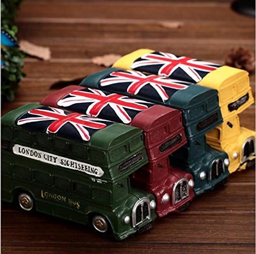 JCare Randomly Color British Style London Double-decker Bus Resin Money Boxes Vintage Retro Creative Vehicle Model Coin Piggy Bank Saving Pot Best Boys Girls Birthday Christmas Gift Home Decoration
