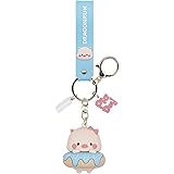 MEIPEL Cute Cartoon Pig Keychain, Pink Blue Couple Keychains Accessories with Silicone for Car Key Charm for Women Girls