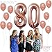 Rose Gold 80th Birthday Decorations for Women– Large, 40 Inch | 80 Balloon Numbers with Latex Balloons, Pack of 10 | Number 8 and 0 Mylar Foil Balloons | Rose Gold 80 Year Old Birthday Decorations