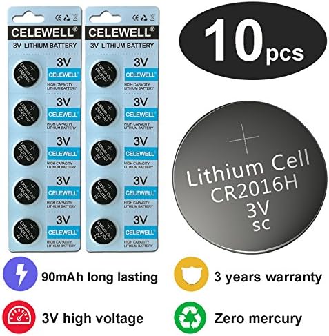 CELEWELL 10pack CR2016 CR 2016 3V Lithium Battery 90mAh 【5-Year Warranty】