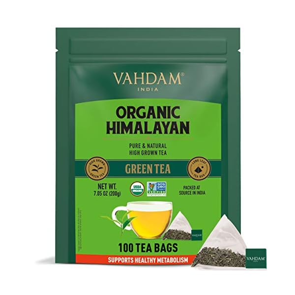 VAHDAM, GrÃ¼ner Tee Von Himalaya (100 Teebeutel) 100% Reiner & Aromatischer | NatÃ¼rliche GrÃ¼ntee Loses Blatt | Vegan, Glutenfrei, Laktosefrei | Frisch & Direkt Von Der Quelle In Indien | GrÃ¼ner Tee