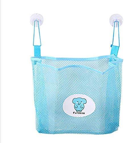 Bathroom Organizer Net Baby Bath Time Tidy Storage Toy Suction Cup Mesh Bag Pouch (Sky Blue)
