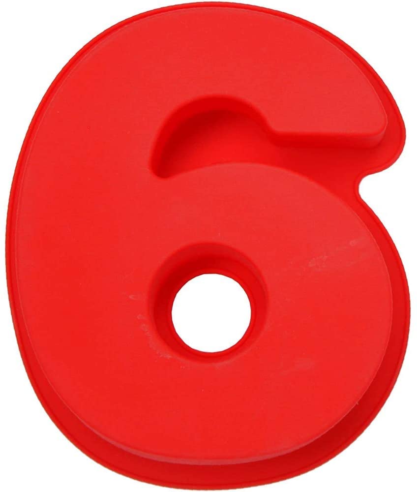 10 Inch Silicone Numbers Cake Molds, 3D Baking Silicone Mould, Large Number Cake Mold Set Numbers Cake Molds Silicone Baking Pans for Birthday and Wedding Anniversary (6/9)