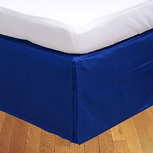 OnlineSmartDeals 100% Egyptian Cotton Box Pleated Bed Skirt(Royal Blue Solid, Queen with 21 in drop length)