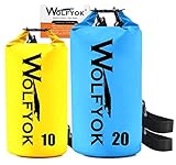(2 Packs) 20L / 10L Dry Bag - Wolfyok Roll Top Waterproof Floating Duffle Dry Gear Bag with Adjustable Shoulder Straps for Boating / Kayaking / Fishing / Rafting / Camping / Canoeing / Snowboarding