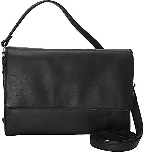 Derek Alexander Leather Deluxe Clutch With Shoulder and Wrist Strap - Black and Brandy