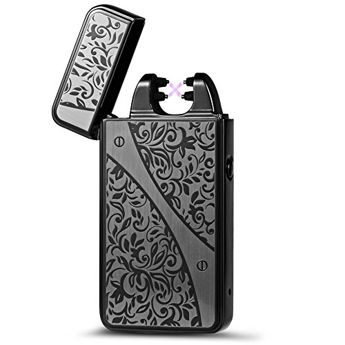 Kivors USB Rechargeable Windproof Arc Lighter Flameless Electronic Arc Lighter Plasma Double Arc Pulse Cigarette Metal Lighter