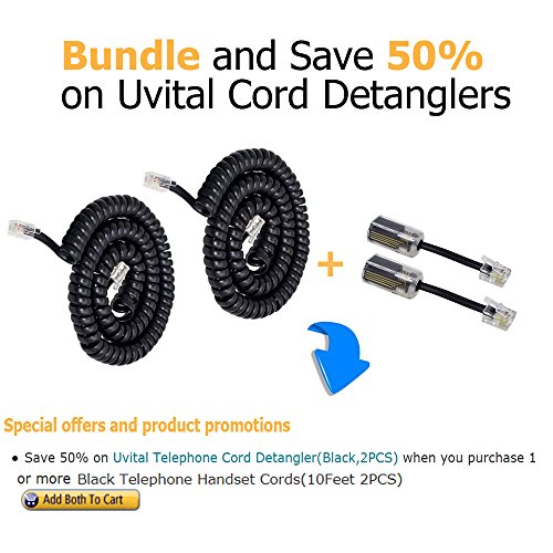 image for Telephone Handset Cord,Uvital Coiled Length 1.2 to 10 Feet Uncoiled La
