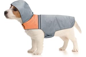 HAVENFLY Dog Raincoat with Reflective Strip, Ultra Light Breathable Waterproof Dog Rain Jacket, Adjustable Waterproof Dog Raincoat with Hood, Suitable for Small, Medium, and Large Dogs (Grey, S)