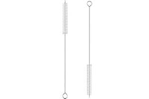 CYHTSHFZ 2 Pack Straw Cleaner Brush, Reusable Metal Handles Straw Cleaner Brush Extra Long for Stanley Mug 40, 30, 20 oz, 10mm Wide for Sippy Cup, Water Bottle and Tubes (Clear+Clear)