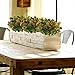 Nahuaa 4PCS Artificial Flowers Outdoor Faux Fall Flower Decor Fake Plastic Plants Greenery Bushes Orange for Hanging Planter Home Wedding Porch Window Box