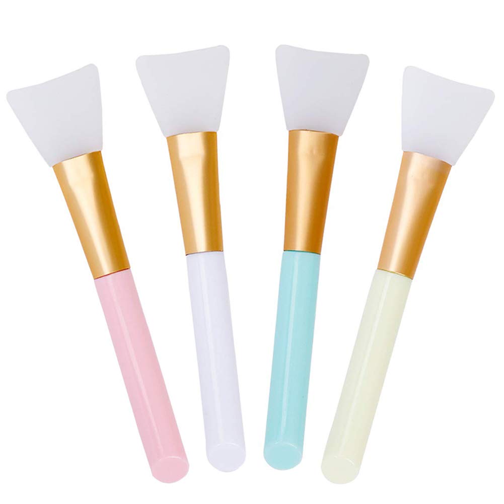 BESLIME Mask Brush, Cosmetic Mask Brush, Silicone Beauty Mask Brush, Beauty Tool for Facial Mud Application, 4 Pieces (Pink+White+Blue+Yellow)