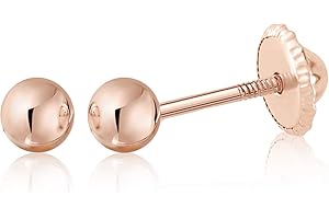 MASSETE Gold Ball Stud Earrings for Women and Girls Screwback | 10k, 14k, 18k | White Yellow or Rose Gold | 3mm 4mm 5mm | Nickel Free