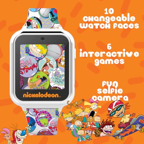 Accutime Nickelodeon Educational Learning Touchscreen Kids Smartwatch - Multicolor Strap Toy - Girls, Boys, Toddlers - Selfie Cam, Games, Alarm, Calculator, Pedometer (Model: NIC4025AZ)