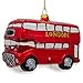 Double Decker Bus, London, UK Blown Glass Christmas Ornament