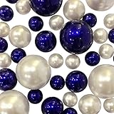 80 Jumbo & Assorted Sizes Royal Blue Pearls/Navy Blue Pearls and White Pearls Vase Fillers. NOT INCLUDING THE TRANSPARENT WATER GELS FOR FLOATING THE PEARLS (SOLD SEPARATELY).