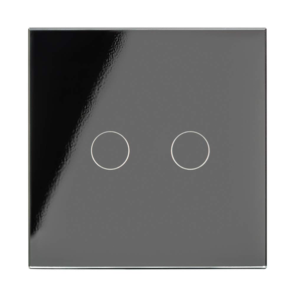Retrotouch W Stunning Innovative Designer Range Wireless 1-Gang 2-Way Touch and Remote Light Switch, Black Glass