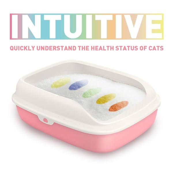 CRYSTAL CAT LITTER WITH 5-COLOR HEALTH MONITORING，RAPID MOISTURE ABSORPTION LAST UP TO 2 MONTHS，MICRO CRYSTALS， LOW TRACKING，LOW DUST（8 LBS ）
