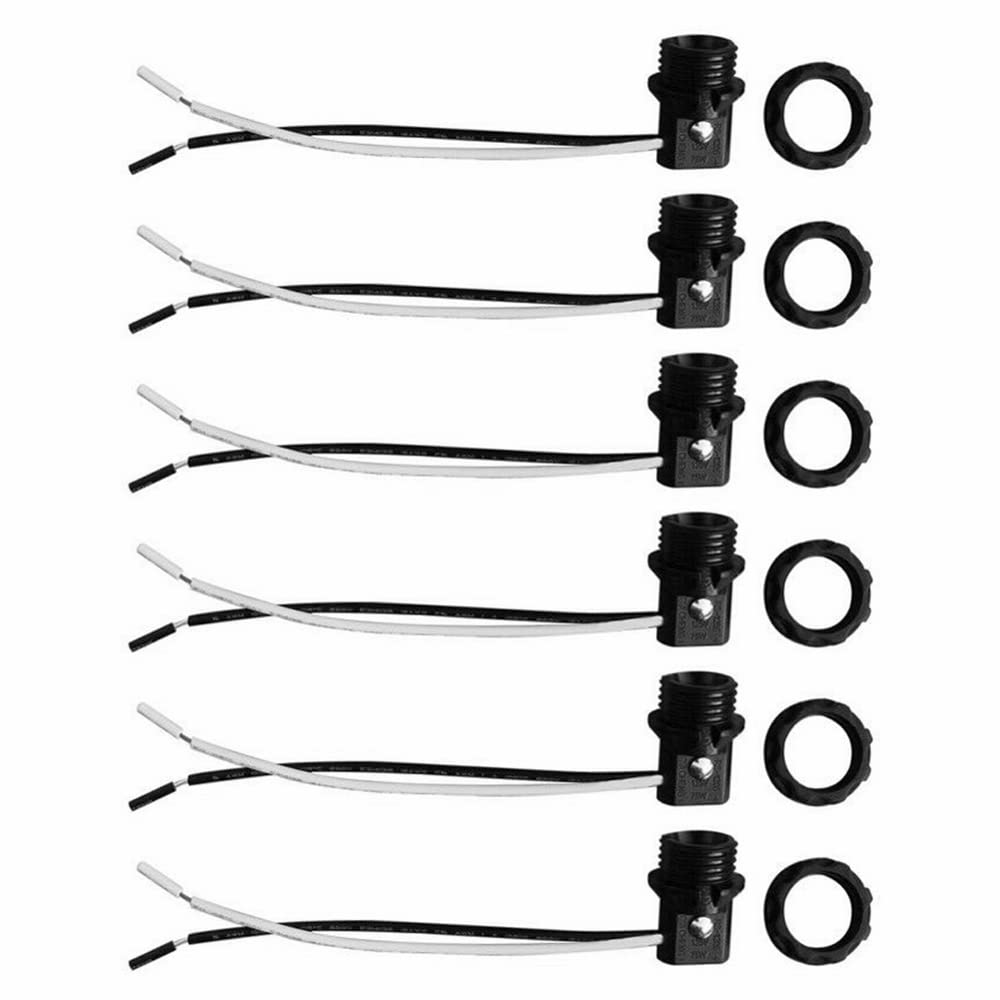 Photo 1 of Ulikeled cUL Listed E12 Lamp Holder, Candelabra Base Lamp Holder Socket, E12 Base with Wire Leads and Ring for Candelabra Bulbs, 75W 127V Pack of 6