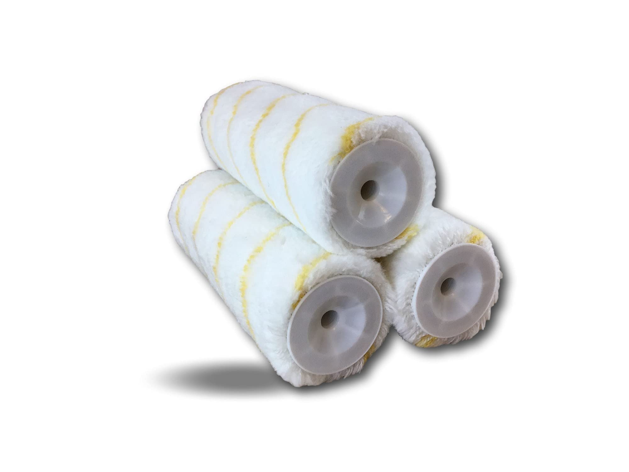 KIBROS Pack of 3 Polyamide Sleeves | Non-Drip | Yellow Stripes | for Screw Mounts | Axle Diameter 8 mm | Rolls 180 mm | Floors for Walls Ceiling Fronts Large Surfaces IB478_180x3C