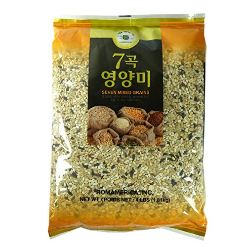 ROM AMERICA 7 Premium Healthy Mixed Grains Rice with Brown Rice, Wild Sweet Rice, Red Rice, Whole Barley, Oat, Brown and White Sweet Rice - 4 Pound (Pack of 1)