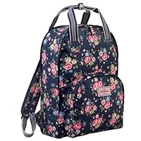 Cath Kidston Matt Oilcloth Multi Pocket Backpack Fitting 13" Laptop Rucksack Latimer Rose Dark Navy