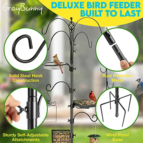 Gray Bunny Deluxe Bird Feeder Stand 91” 9Hook Bird Feeding Station for