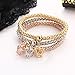 ISAACSONG.DESIGN Women Men Beaded Couple Bracelet, Stainless Steel Gold Bead Ball Stacking Elastic Bracelet Jewelry