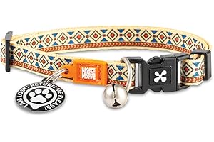 MAX & MOLLY URBAN PETS Max & Molly Cat & Kitten Collar with Bell & Breakaway Safety Buckle, Fun Style for Girl or Boy Cats & Kittens, Soft, Comfortable, Adjustable, Includes Gotcha QR Code Pet ID Tag, Mosaic