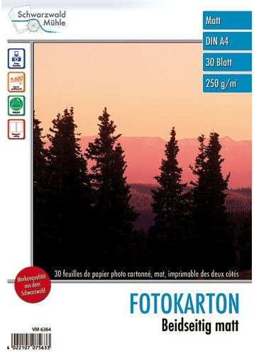 Schwarzwald Muhle Druckerpapier Foto 30 Bl Foto Karton Matt Beidseitig A4 Fotopapier Amazon De Burobedarf Schreibwaren