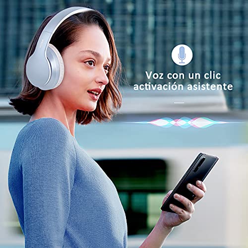 Ifecco Bluetooth Estéreo Auriculares Música sobre-oído Sonido de Alta fidelidad, Bluetooth Banda para la Cabeza Plegable con micrófono y Cable de Audio para Apple iPhone, PC (Azul Liso)