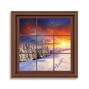 Framed Xmas Window Home Artwork for Living Room Bedroom