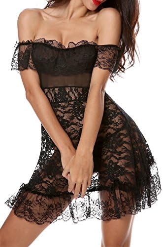 Hindom Women Lace Black Sexy Baby Doll Lingerie Set