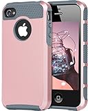 iPhone 4 Case, iPhone 4S Case, 4S Case, BENTOBEN Shockproof Dual Layer Slim Scratch Resistant Rugged Hybrid Hard Case Bumper Protective Case for Apple iPhone 4/4S, Rose Gold/Gray