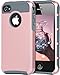iPhone 4 Case, iPhone 4S Case, 4S Case, BENTOBEN Shockproof Dual Layer Slim Scratch Resistant Rugged Hybrid Hard Case Bumper Protective Case for Apple iPhone 4/4S, Rose Gold/Gray