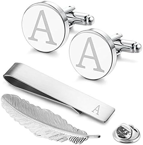 GGemony Cufflinks for Men Classic Engraved Initial Cufflinks Alphabet Letter Cufflinks Formal Wedding Business Gift Box A-Z