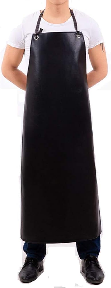 HYCOPROT Waterproof PU Soft Heavy Duty Work Safety Apron, Adjustable(Black): Clothing