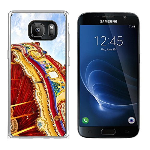 Luxlady Samsung Galaxy S7 Clear case Soft TPU Rubber Silicone IMAGE ID: 34513186 Carousel Horses on a carnival