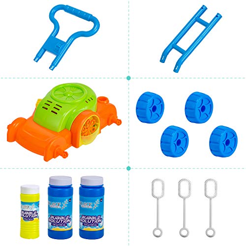 Oak Leaf Bubble Mower, Kid Lawn Mower Machine Outdoor Push Toys with 3 Bubble Solutions (12oz and 24oz) and 3 Bubble Sticks, for Kid Baby Toddler - Thumbnail 7