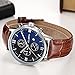 Yunanwa Mens Analog Quartz Watches Date Casual Classic Business Water Resistant Leather Wrist Band Watch (Brown + Black Face)