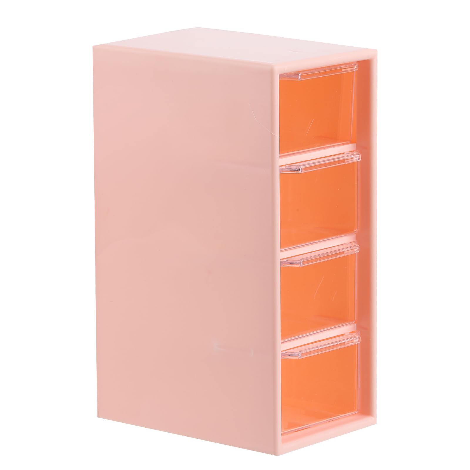 PATIKIL Cosmetic/Makeup Organizer Box, Plastic Makeup Cosmetics with 4 Drawers Mini Desk Storage for Office Supplies Bathroom Counter or Dresser Bedroom, Light Pink
