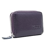 Credit Card Wallet,YOUNA RFID Blocking Genuine Leather Credit Card Holder for Women Dark Purple