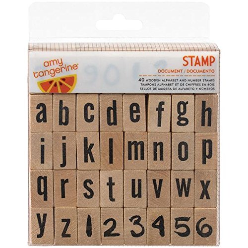 American Crafts 40-Piece Amy Tangerine Plus One Alphabet and Number Stamps, Document