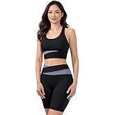 TULIP DE NOIR Women's 2-Piece Workout Set, Seamless Racerback Sports Bra and Biker Shorts, Polyester Spandex