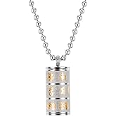 JAJAFOOK Men's Stainless Steel Tibetan Buddhist Mantra Om Mani Padme Hum Prayer Wheel Pendant Necklace