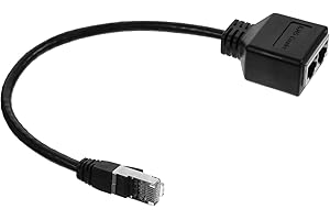 Lexziuo 1PCS RJ45 Ethernet Splitter 1 to 2, High Speed Internet Network Coupler Adapter, Male to Dual Female LAN Port Connect