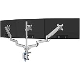 Mount-It! Triple Monitor Mount with USB Port | Height Adjustable 3 Monitor Arm Desk Stand | Monitor Stand fits 24 27 30 up to