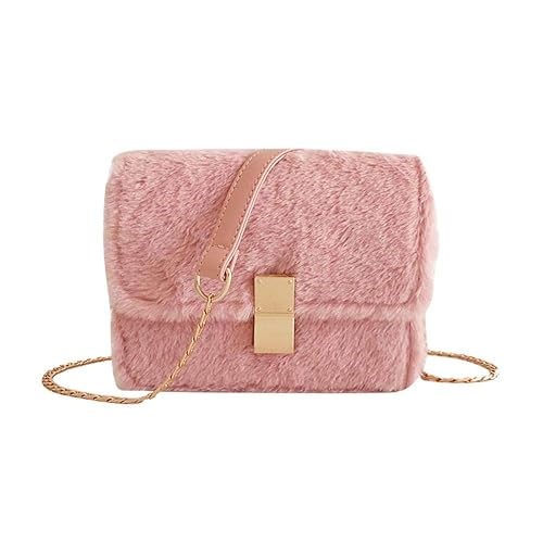 BEBIG Elegant Women Messenger Bag, Fur Women Chain Messenger Bag Winter Crossbody Shoulder Handbags Clutch