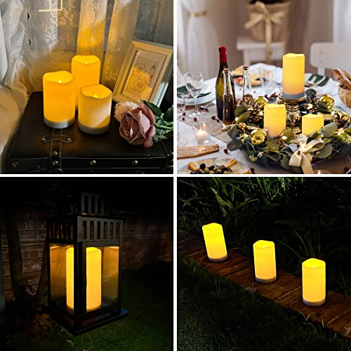NURADA Large Outdoor Solar Powered Candles Flameless Pillar
