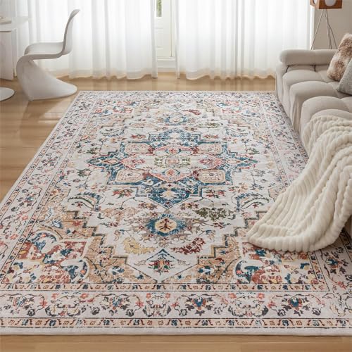 CHOSHOME Waschbarer Kurzflor Teppich Wohnzimmer - 300x400CM Vintage Beige